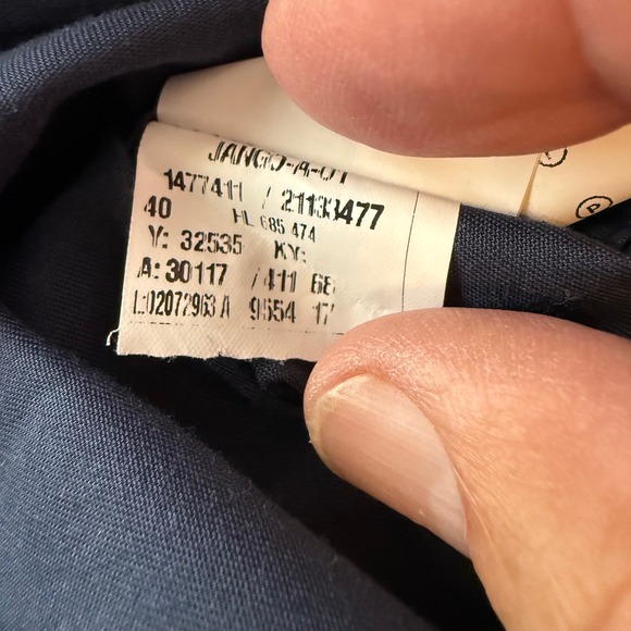 HUGO BOSS Slim Fit Navy Geometric Print Dress Shirt Mens Size 16 (Medium) - Picture 9 of 10